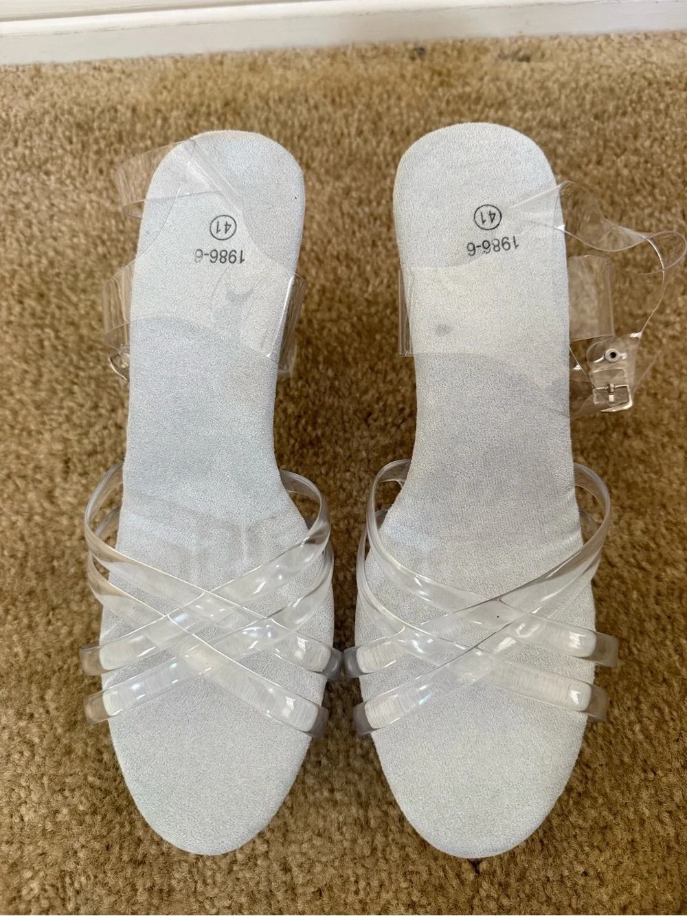 Clear Strap White Platform Heeled Sandals